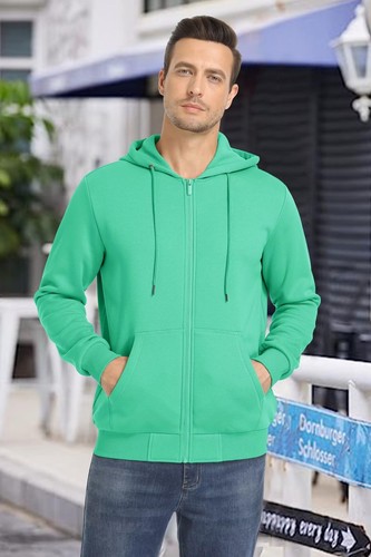 Men's Full-Zip Hoodie Long Sleeve Sweat Jacket Warm Fuzzy Coat Hooded Sweatshirt - Picture 142 of 152