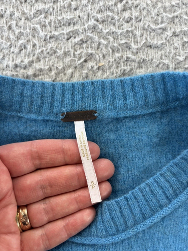 Free People Venice Cashmere Sweater Womens Small Blue Crew Neck Cropped - Picture 2 of 12
