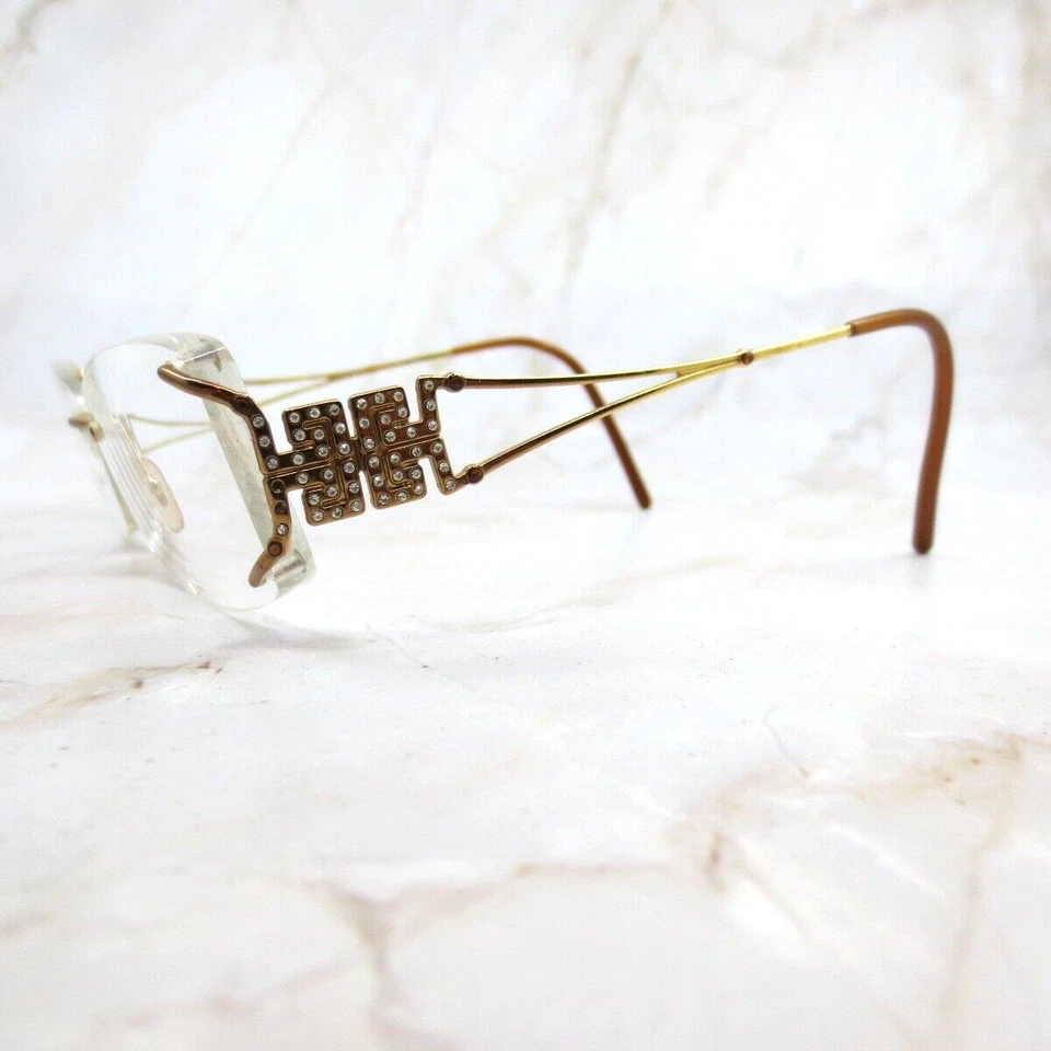 Gafas Versace 1080-b 1151 rectangulares ovaladas sin montura cristal dorado 52-16-130 Foto 2 de 4