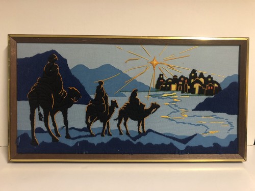 Vtg Christmas We Three Kings 2091 Finished Completed Framed CROSS STITCH 1981 - Picture 8 of 12