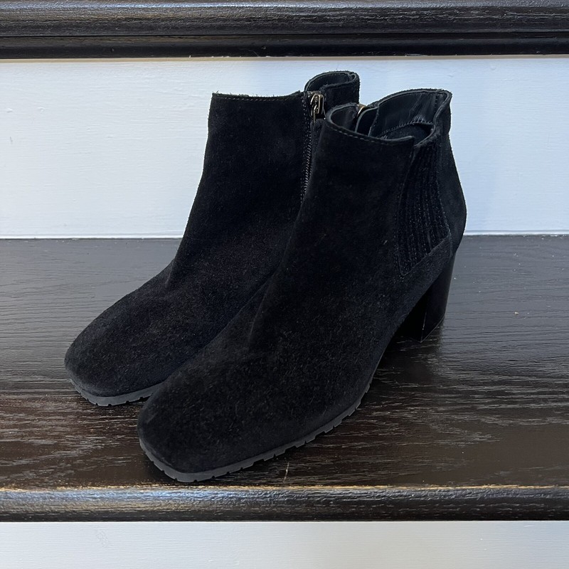 Aquatalia Charlotte Bootie Women's 10 Ankle Bootie Black Suede Pull On Side Zip Aquatalia Charlotte Bootie Women's 10 Ankle Bootie Black Suede Pull On Side Zip