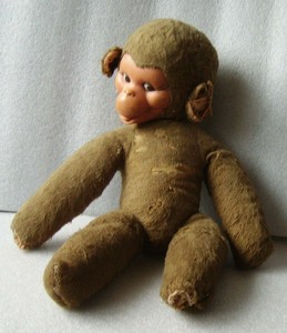 vintage stuffed monkey with rubber face