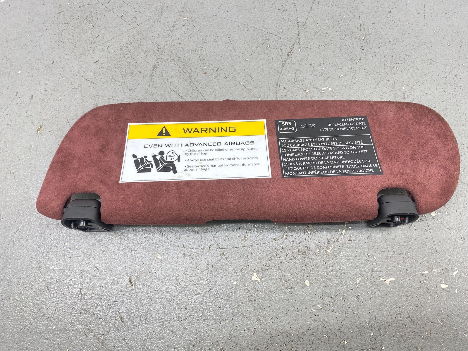 2020-2023 MCLAREN GT FRONT RIGHT PASSENGER OVERHEAD SUN VISOR BAROLA RED OEM