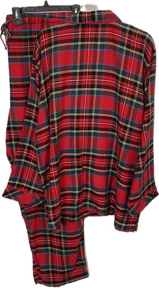 Conjunto de pijama Ralph Lauren para mujer ligero de franela rojo talla 1X venta al por menor $79 Foto 2 de 4