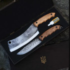 Gift set of a knife and a kitchen ax, a kitchen hatchet for bones, a hoe, a prun