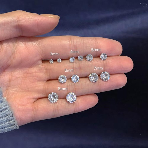 Genuine 925 Sterling Silver Ball Stud Earrings Round 1 Pair Solid Silver Crystal - Picture 15 of 19