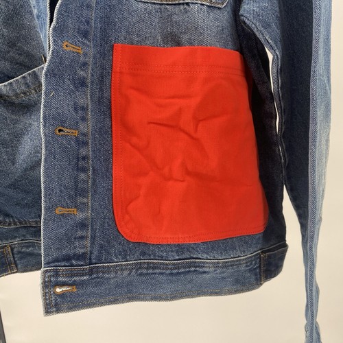 Original Ugly Cardinal Denim Jacket Shirt With Red Block Unisex Size Medium - Picture 3 of 11
