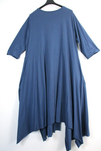 Ladies Lagenlook 95% Soft Slinky Cotton Asymmetric Hem Dress One Size:Plus 18-22 - Picture 37 of 50