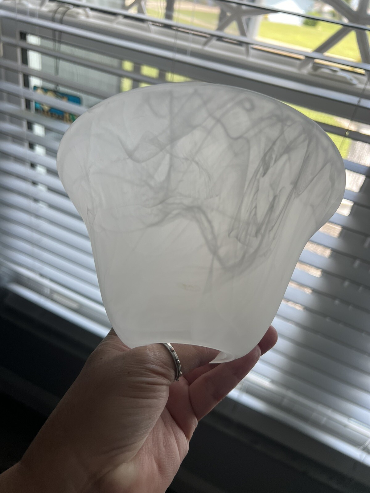 6.75” Alabaster Swirl Lamp Shade Replacement Glass Ceiling Fan, 1.5