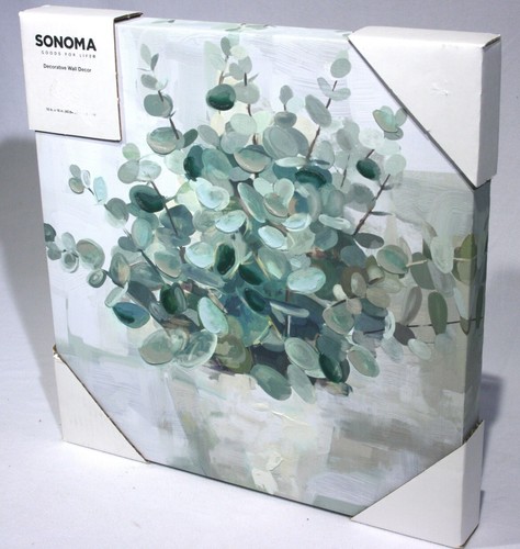 16 x 16 Leinwandbild strukturiert Wandbild Dekor grün, türkis, Blumen, Vase * SOMOMA - Bild 3 von 8