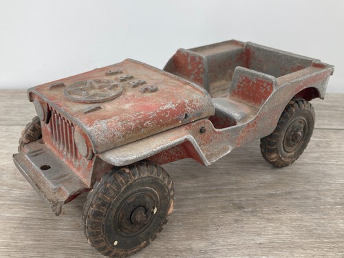 Vintage Oglesby Cast Aluminum Willys Jeep Red With Lumar Marx Rubber Tires 1950s - Picture 3 of 16