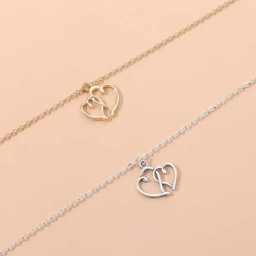 Moda Mujeres Joyería Collar Hueco Doble Amor Corazón Colgante Clásico 0589 - Imagen 3 de 9