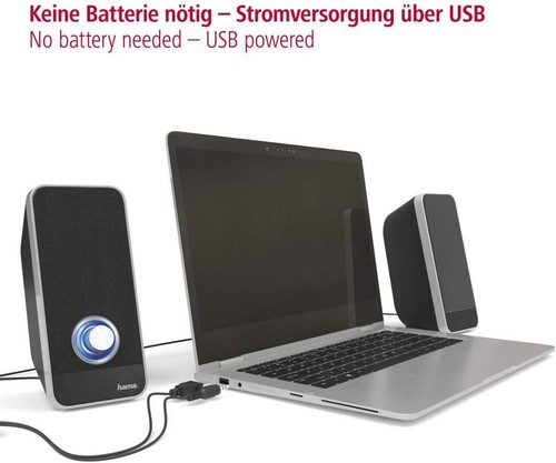 Hama PC Lautsprecher Sonic USB 3.0, 3,5 mm Klinke 3 W, aktive Boxen für Computer - Bild 3 von 7