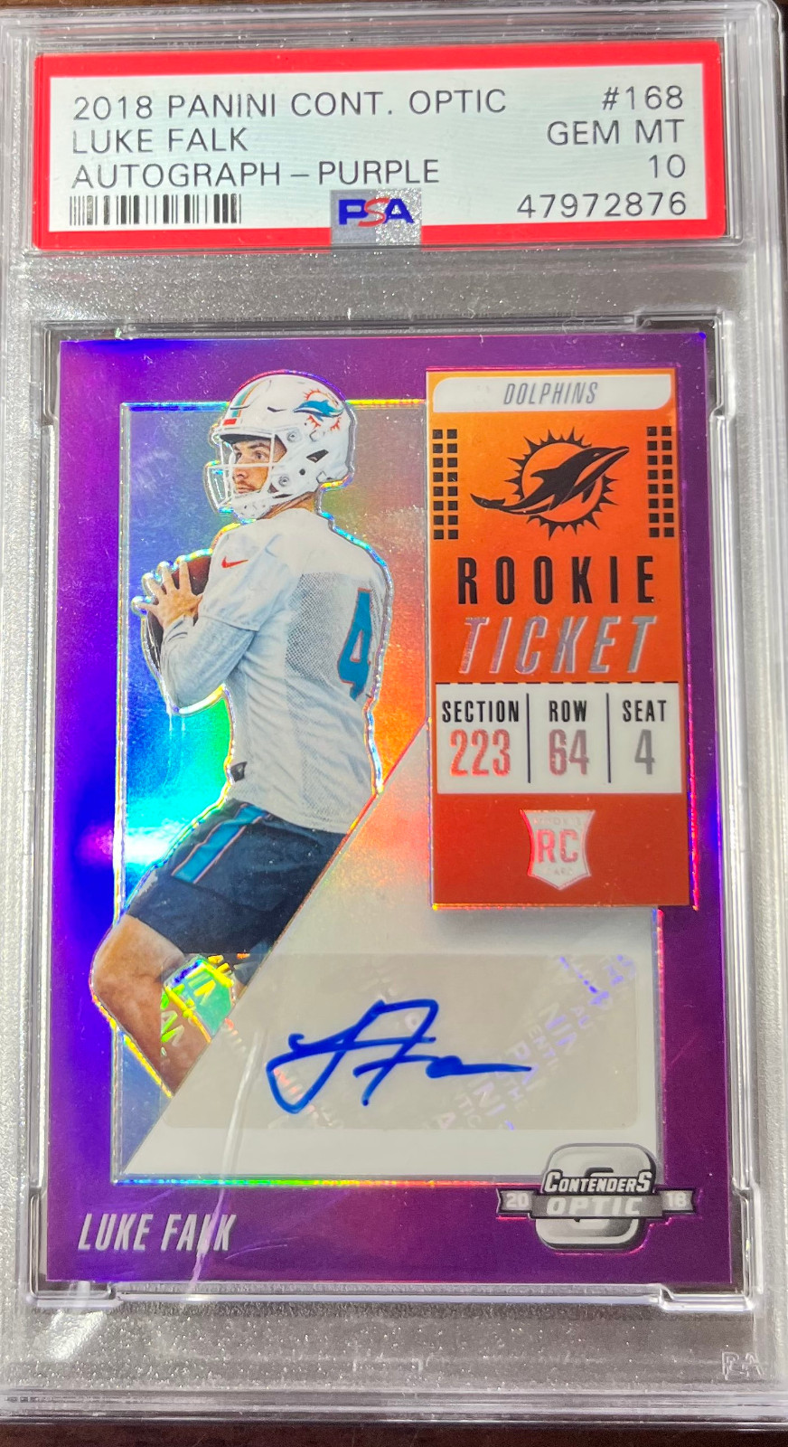 Luke Falk Panini Contenders Optic #168 Autograph-Purple