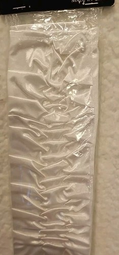 White Satin Gathered Gloves 18" Long Prom Bridal Dance Cosplay Adult Stretch - Picture 5 of 6