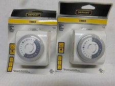Defiant 24 Hour Indoor Plug-In Mechanical Big Button Timer White 2 Pack 