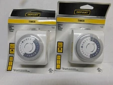 Defiant 24 Hour Indoor Plug-In Mechanical Big Button Timer White (2 Pack)
