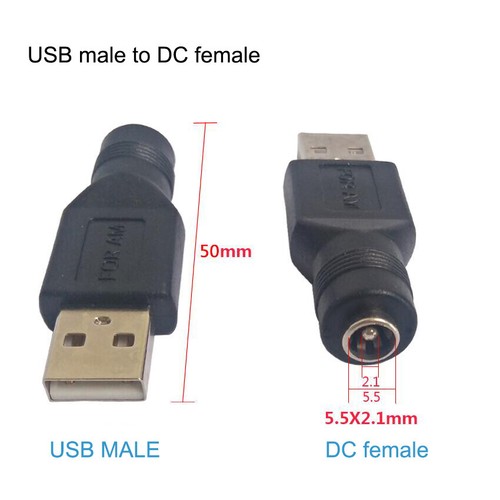 5.5 × 2.1mm DC Female Power Jack To USB 2.0 Type A Male Plug Jack Adapter - Picture 2 of 5