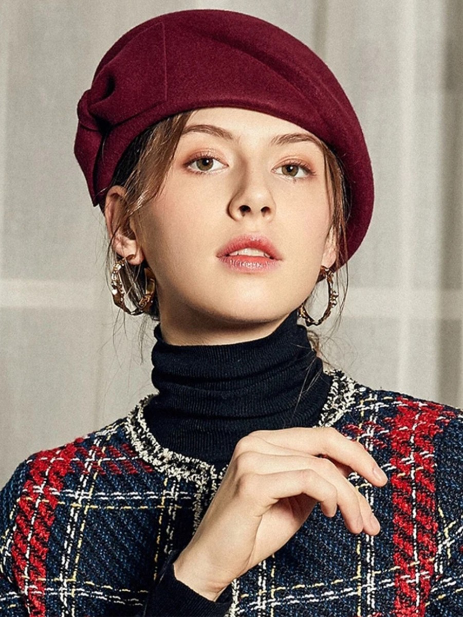 Wool Felt Beret Fascinator Hats For Women Wedding Church 