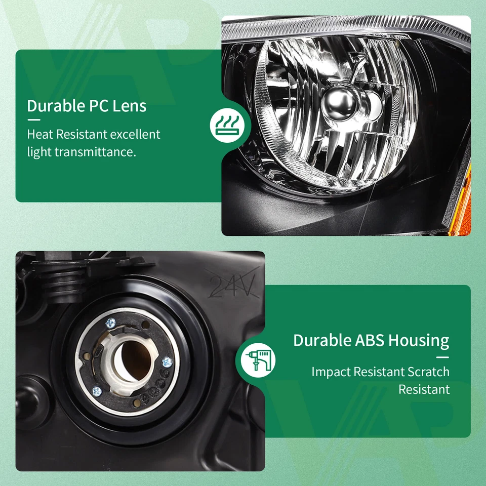 For Dodge Avenger 2008-2014 Headlights Assembly Pair Black Housing Headlamp Set - Изображение 4 из 4