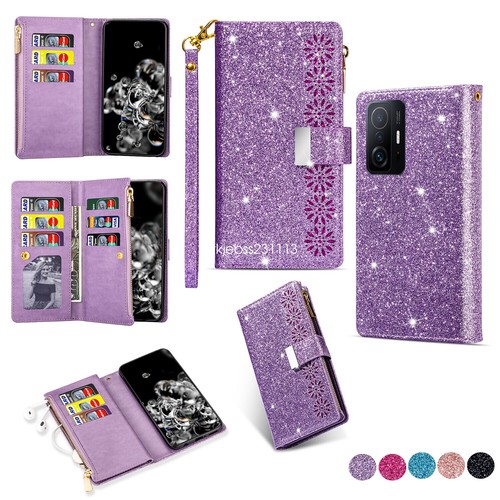 Zip Wallet Case Glitter Leather Flip Cover For Xiaomi C65 X5 Redmi Note 12 13 14 - Picture 13 of 17