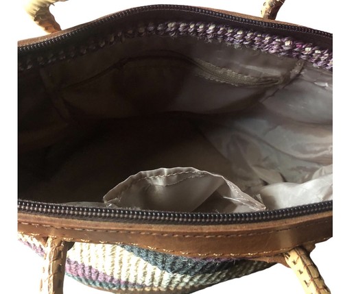 Sisal Fibre Shoulder Bag “Broken Zipper” Made in Kenya Tote Purse Leather Trim - Picture 7 of 8