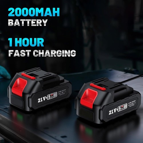 2 Battery 21V Reciprocating Saw Cordless Hand Electric Wood Metal Cutter 8-Blade - Picture 3 of 9