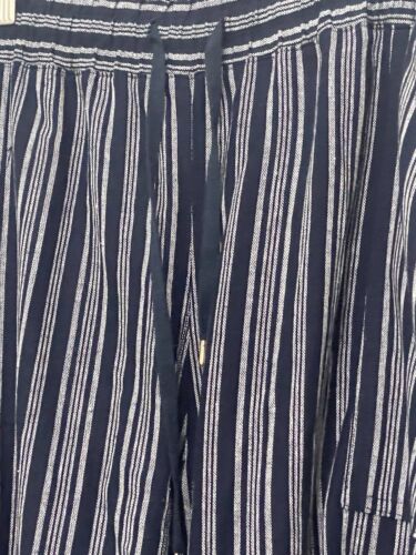 Land N Sea Woman’s Plus Sz 3X Dark Navy Stripe Linen Blend Wide Leg Capris NWT - Picture 8 of 11