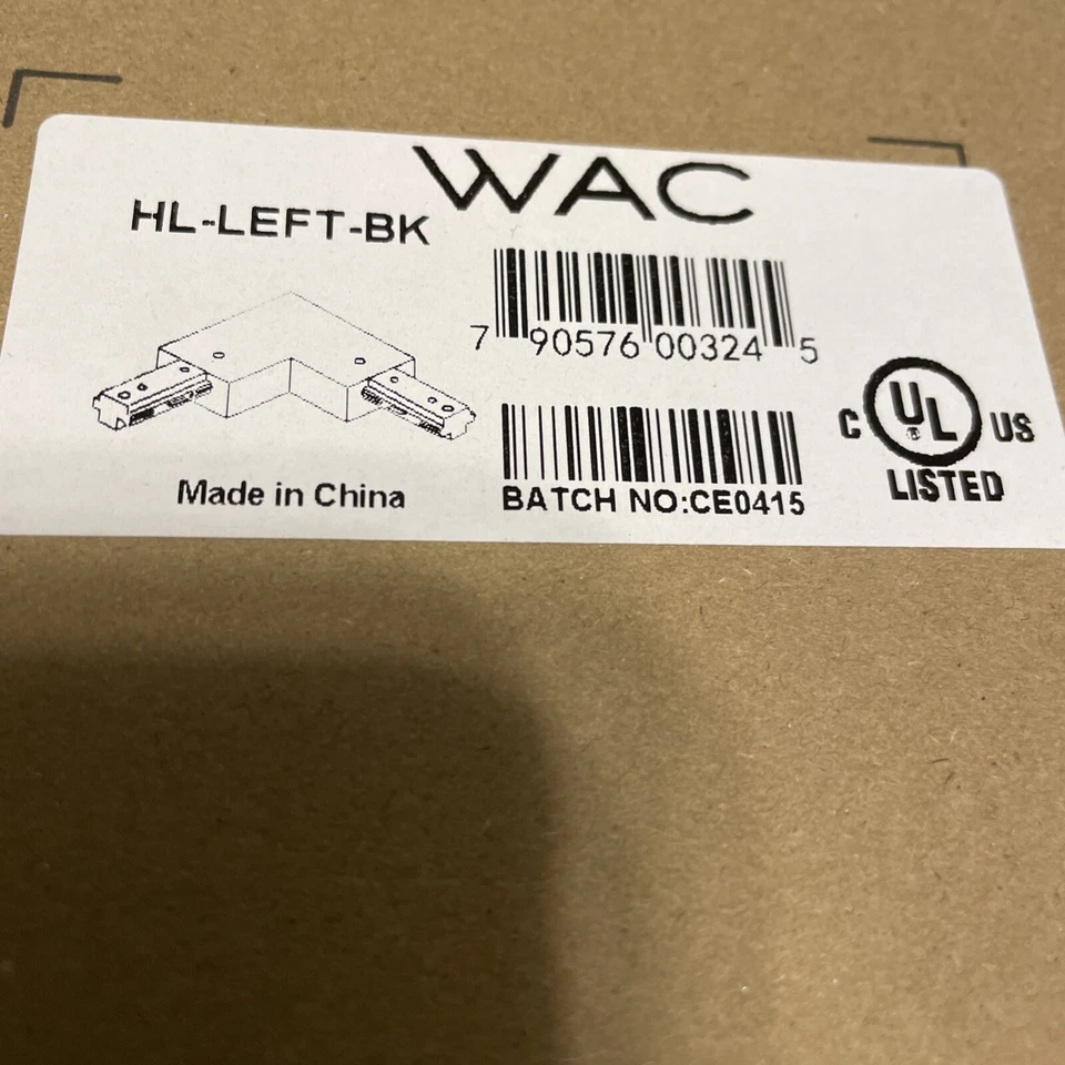 NUEVO EN CAJA Iluminación WAC HL-Izquierda-BK Izquierda L-Conector para Sistemas H-Track NEGRO Foto 2 de 3