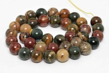 10mm 100 Genuine Natural Picasso Jasper Gemstones Round Loose Beads 15" AAA
