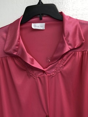 Vintage Womens Vanity Fair Sz M 1/2Sleeve Hot Pink Front Buttons Robe Nightgown - Bild 5 von 10