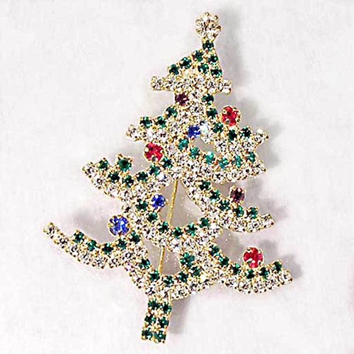 AUSTRALIAN CRYSTAL XMAS TREE PIN_PENDANT_Silver Tone - Picture 3 of 5
