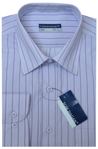 Camisas a Rayas Manga Larga Informales PoliAlgodón Abotonadas con Bolsillo por Tom Hagan - Imagen 3 de 7