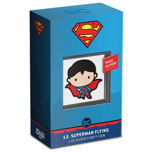2021 SUPERMAN CHIBI SILVER 1 OZ COIN NIUE, NEW ZEALAND MINT DC COMICS - Picture 1 of 3