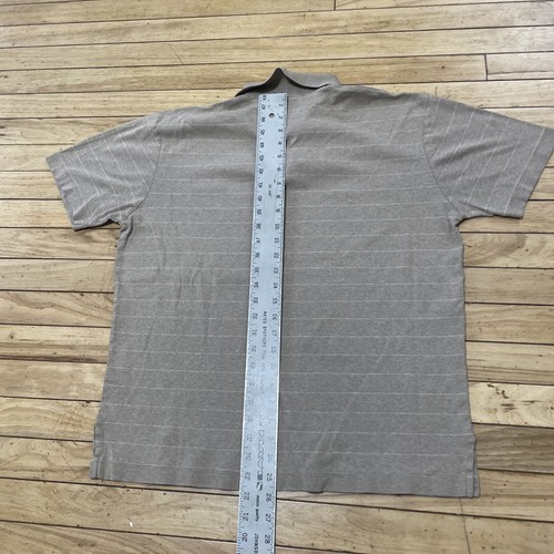 Polo By Ralph Lauren Vtg 90s Polo Shirt Men M Preppy Tan Cream Green Horse Logo - Picture 9 of 15