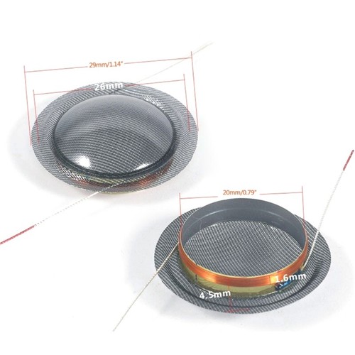 1 Pair 20/25mm Tweeter Coil Silk Membrane Treble Speakers Repair accessories - Afbeelding 8 van 14