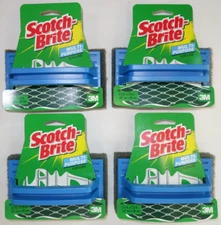 Scotch Brite 3M 7722 Multi Purpose Floor Scrubs With Handle 3.5" x 6" Pack of 4