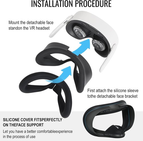 VR Silicone Face Pad for Meta/Quest 3S, Sweatproof Black-Q3s - Picture 2 of 7