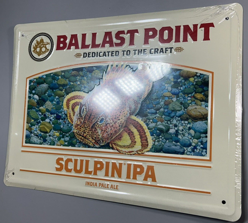 Insegna Birra Metallo Pesce 12"x16" BALLAST POINT SCULPIN IPA Dedicata all'Artigianato - Foto 10 di 14