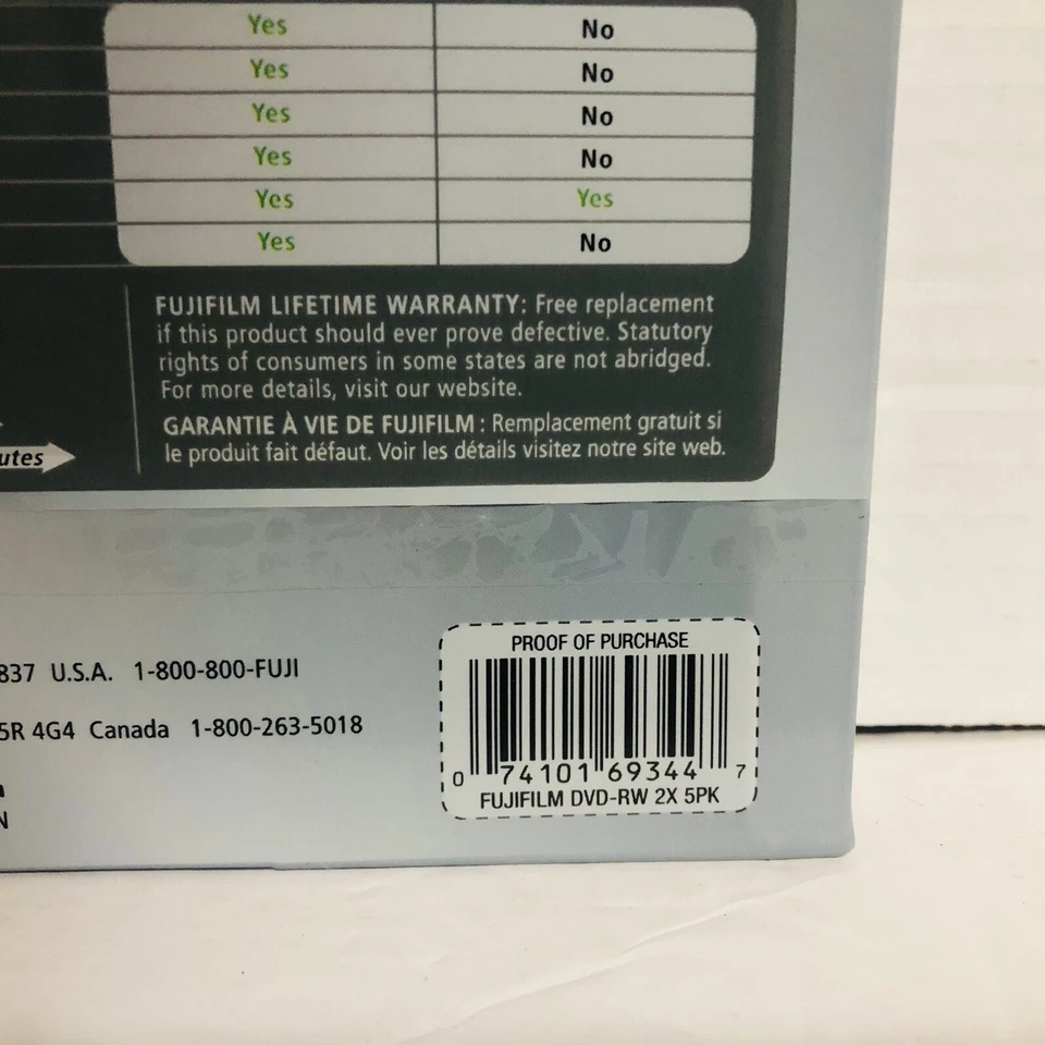 DVD-RW Fujifilm Discs Disks DVDs 120 Min 4.7GB Jewel Cases 5-Pack New Sealed - Image 3 of 4