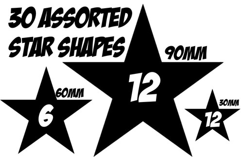 30 x PEGATINAS DE VINILO FORMA DE ESTRELLA SURTIDAS logotipo para GUITARRA DE PARED DE COCHE GRÁFICO - Imagen 2 de 19