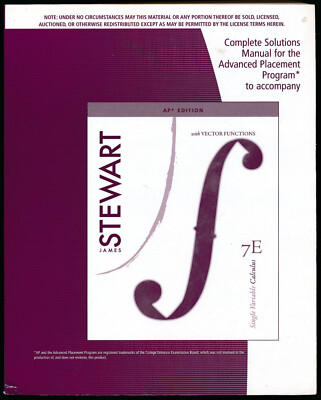 Complete Solutions Manual AP Single Variable Calculus Vector Functions Stewart