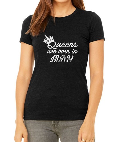 Bella Canvas #2 Geburtstag Geschenk Shirt Queens Are Born in May T-Shirt Weihnachten - Bild 1 von 4