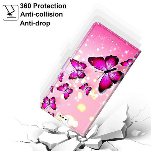 For iPhone 11 12 Pro Max XR XS X 6 7 8 SE 2020 Butterfly Flip Wallet Phone Case - Picture 5 of 12