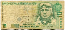 PERU 10 Nuevos Soles Bank Note 1995 P#157 1996 P#163 Circulated
