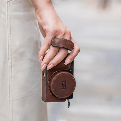 Leather Camera Half Case Shell With Hand Grip Cover for Ricoh GR3 Protective - Picture 26 of 52