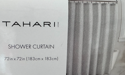 Tahari Lettie Woven Grey & White Fabric Shower Curtain 72" x 72" NIP - Picture 3 of 9