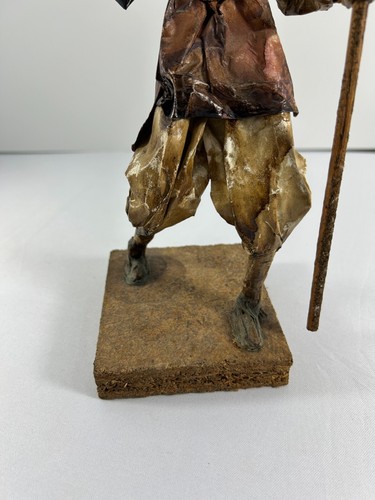 Vintage Mexican Folk Art Paper Mache Man Figure Walking Stick Pots Jug Hat Brown - Picture 9 of 14