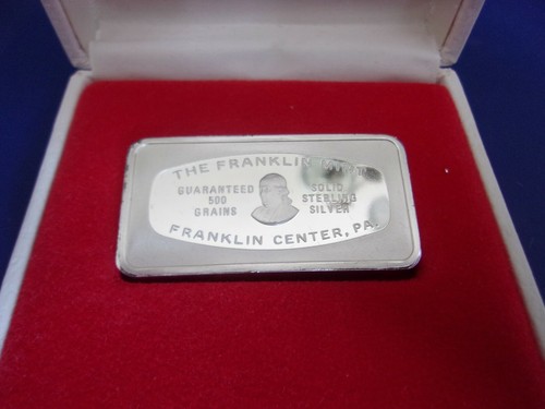 Franklin Mint 500-Grain Christmas "Snowman", 1974 Silver Bar - Picture 2 of 3