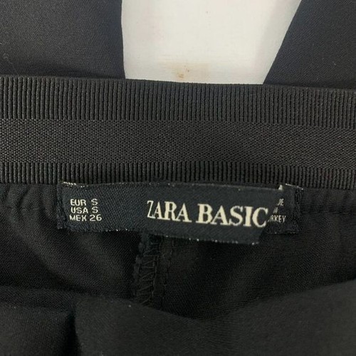 Zara Basic Black Pants White Side Stripes Size Small Cotton Blend - Picture 4 of 6